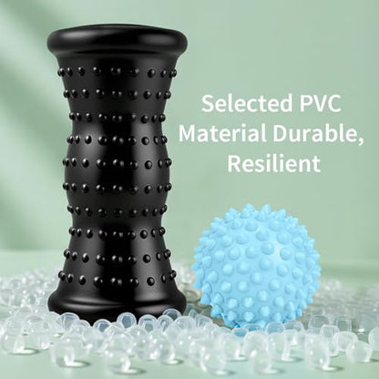Maliton Massage Ball & Foot Roller - 3-in-1 Set with Spiky Ball, Lacrosse Ball, Massage Roller - Plantar Fasciitis Relief and Heel Spur Pain, Trigger Point Therapy for Deep Muscle Massage.