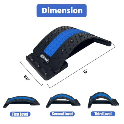 Back Stretcher, 3 Level Adjustable Lumbar Back Cracker Board, Back Pain Relief Device, Back Massage, 84 Massage Points and 10 Magnetic Points, Relief for Lumbar Area Pain, Scoliosis Aid, Spine, Herniated Disc, Lumbar Support Board, Extra NBR Pad & Silicon