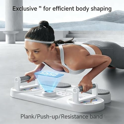 3-In-1 Multifunctional Push-Up Board for Home Gym, Push Up Board with Resistance Bands & Timer Counter, Workout Machine for Chest Shoulder Arms Back, Reps Time Monitoring