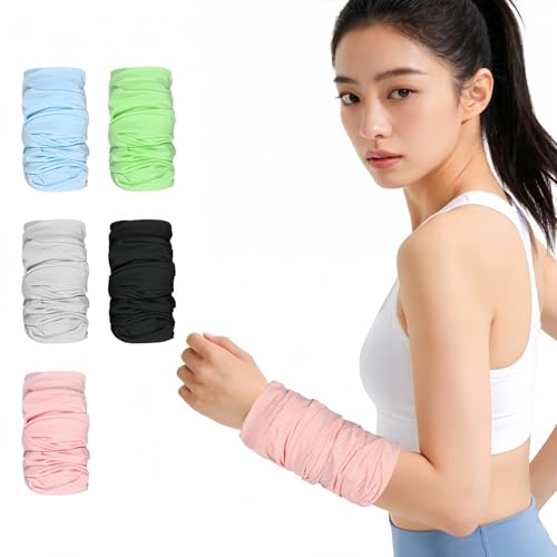 Cooling Sports Towel Wristband, Neck Gaiter Face Cover, Ice Silk Fabric for Instant Cooling & Sweat Absorption 2pcs - color: Pink
