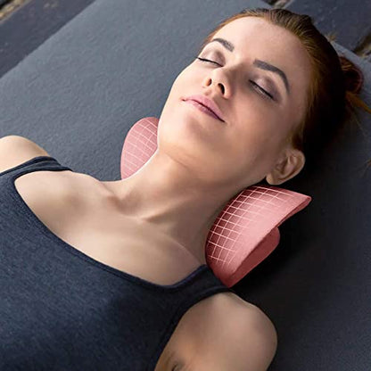 RESTCLOUD Neck and Shoulder Relaxer, Cervical Traction Device for TMJ Pain Relief and Cervical Spine Alignment, Chiropractic Pillow, Neck Stretcher(Pink) - color: Pink