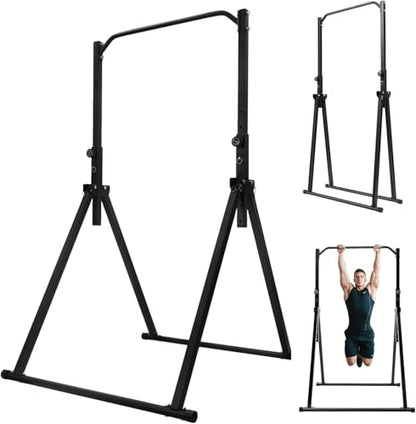 Pull Up Station, Triangular Power Tower, Foldable Pull Up Bar Stand, 440LBS Capacity Multi-Function Adjustable Height Tower, Workout Dip Stand for Home, Gym, Strength Training Equipment