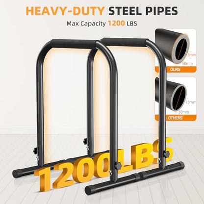 Outdoor Basic Adjustable Dip Bar Station - Heavy Duty Parallel Bars, Extra Tall & Thickened Steel Design for Home Gym, Calisthenics & Strength Training