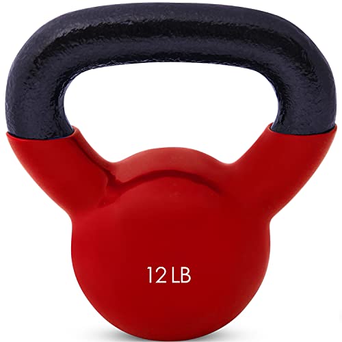 JFIT Kettlebell Weights Vinyl Coated Iron - style: 12lb (Red)