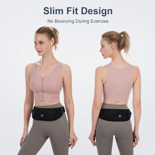 Simptech Running Belt Bag - Lightweight Reflective Waist Fanny Pack for Men Women, Quick-Dry 3-Pocket Running Gear with Phone Holder for Hiking Cycling Travel Essentials (Black)