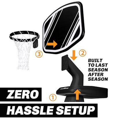 GoSports Splash Hoop PRO Pool Basketball Game – Modern Poolside Basketball Hoop with Backboard, Ball & Pump – Swimming Pool Basketball Hoop for Inground & Above Ground Pools - color: Black