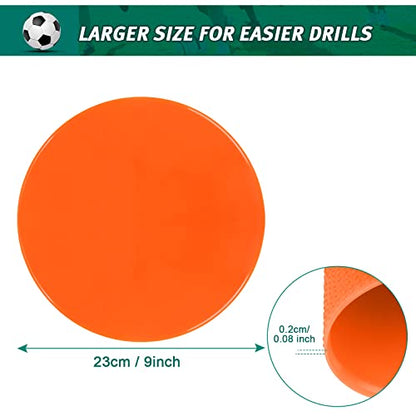 Poly Spots 4 Inch & 9 Inch Non-Slip Flat Cones Spot Markers for Gym Floor - style: Orange 12 Pcs 9inch