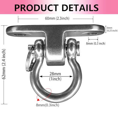 2-Pack Stainless Steel Swing Hangers,Slient Bearing Swing Hanger, Anti-Rust Heavy Duty 180° Rotary Swing, 1500LB Wooden Yoga Hammock Chair, Sandbag Porch Swing - size: 2.3 inches