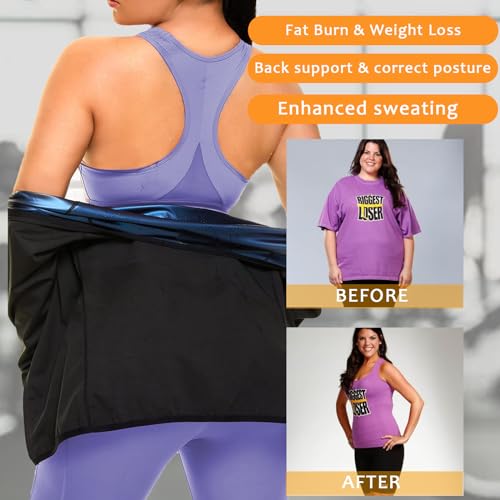 Sauna Suit Shirt for Women Weight Loss Sweat Waist Trainer Vest Workout Compression Tank Top Body Shaper