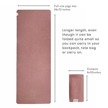 Travel Yoga Mat 1.5mm | Foldable, Lightweight Mat | Use for Travel, Backpacking, Yoga Retreat, Outdoors, Gym, Pilates, Machine Washable, Eco-Friendly