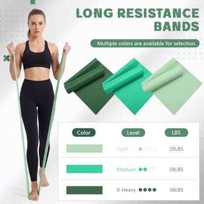 Shappy 10 Pack Resistance Bands, 5.4ft Long Exercise Band Bulk, Non-Latex Elastic Stretch Bands for Physical Therapy, Stretching, Rehab, Yoga, Pilates, Gym, Home Exercise - size: 20 lbs