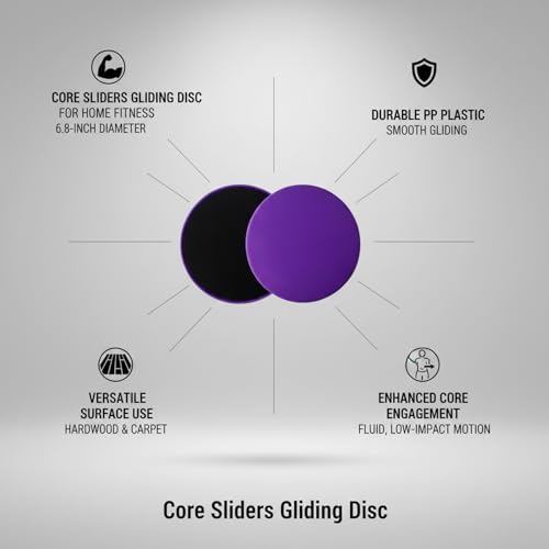 Purple Core Slider Gliding Disc, 6.8-Inch PP Plastic Exercise Tool for Hardwood or Carpet Home Workouts (1 Piece)