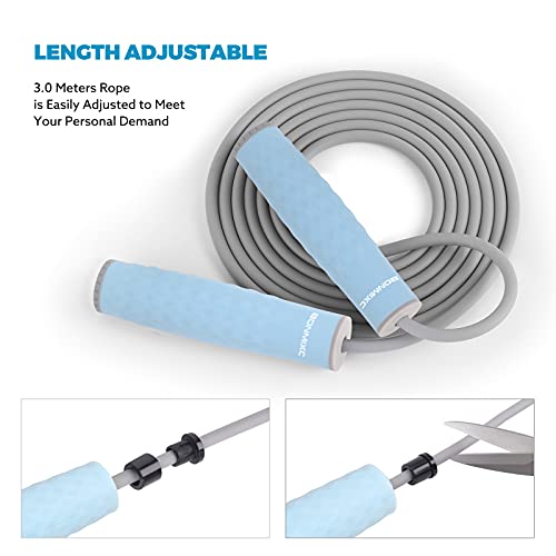 Jump Rope 3 Styles | 1-LB Weighted Jump Rope for Adults Women. || Speed Jump Rope with Ball Bearings for Fitness. ||| Lightweight Skipping Ropes (2 Pack) for Kids and Adult Beginners. - color: 1LB Weighted Blue (1 Pack)