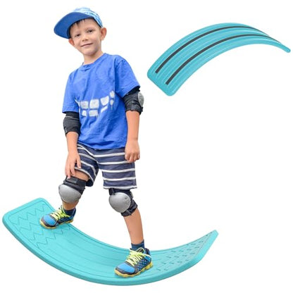Qaba 32" Balance Board Kids, Wobble Board for Kids Toddlers, Curvy Rocker Board, Ended Preschool Learning Montessori Waldorf Toy, Ages for 3-6 Years Old
