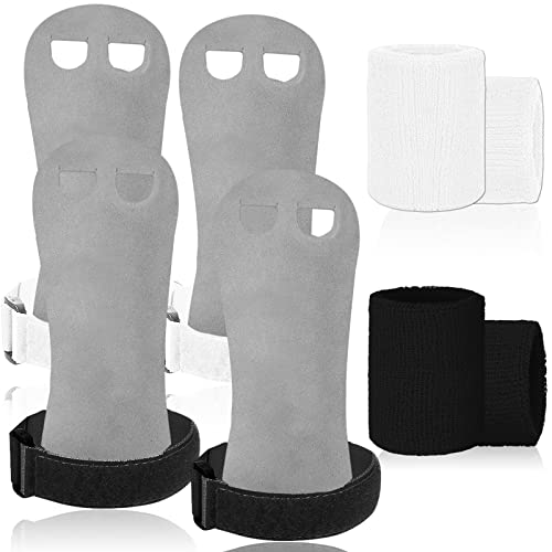 Amrta Gymnastics Grips with Wristbands for Girls 2 Pair - color: White-Dark, size: X-Small