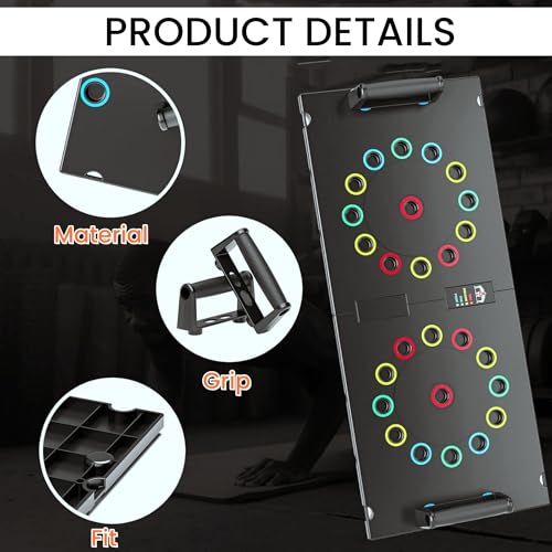 NAYSAYE Push-Up Board, Multi Functional Pilates Board with 4 Color, Push-Up Board Portable with Handle for Muscle Building, Home Fitness,12 Holes, 30 Holes - style: 30 Holes