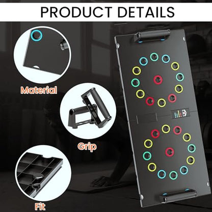 NAYSAYE Push-Up Board, Multi Functional Pilates Board with 4 Color, Push-Up Board Portable with Handle for Muscle Building, Home Fitness,12 Holes, 30 Holes - style: 30 Holes