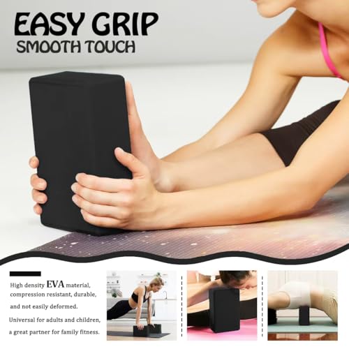 Yoga Blocks 2 Pack, Supportive Latex-Free Eva Foam Soft Non-Slip Blocks with Beveled Edges for Yoga, Pilates, Meditation - Yoga Accessories for Stability, Balance, Deepen Stretches
