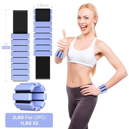 Wrist & Ankle Weights for Women, Wearable Strong Arm & Leg Weights Set of 2(1Lbs Each), Adjustable Ankle Weights for Walking, Yoga, Dance, Barre,Gym,Exercise,Pilates,Walking Running - color: Light Blue
