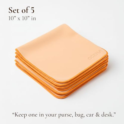 OCENA Women’s Pocket Sweat Towel Set for Face & Hands, 5-Pack Quick-Dry Microfiber Handkerchiefs, Small Gym Towel for Yoga, Pilates, Travel, 10 x 10 in, Sand Dune Beige