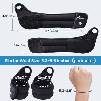 Sportneer Wrist Weights with Thumb Loops Lock for Men Women, 2 LBS /4 LBS Pair Arm Hand Weights for Running Walking Jogging Physical Therapy Gym Strength Training Cardio Exercise, Increase Wrist & Hand Resistance