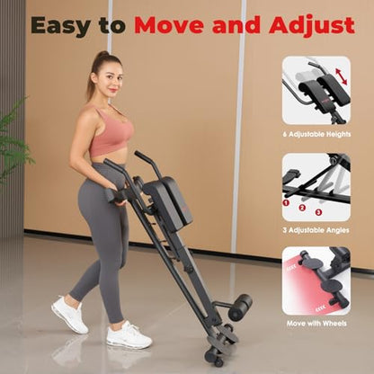 BODY RHYTHM Adjustable & Foldable Roman Chair, Hyperextension Bench, Optional Ab Workout Machine, Back Extension Bench for Glute, Hamstring and Lower Back, Adjustable Exercise Equipment for Home Gym.