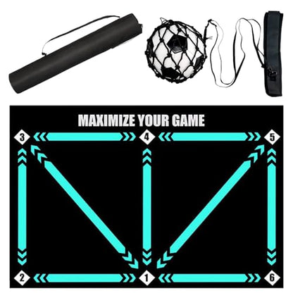Non-Slip Thickened Soccer Training Mat with Guide - color: Black-Blue