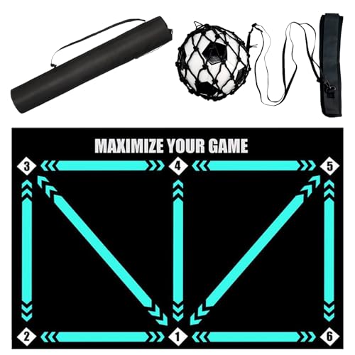 Non-Slip Thickened Soccer Training Mat with Guide - color: Black-Blue