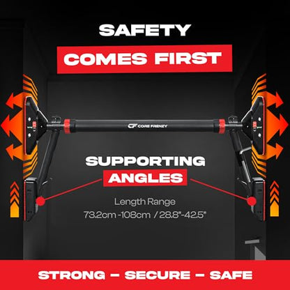 Pull Up Bar for doorway With Resistance Bands, No Screw Installation, Chin Up Bar for Upper Body Workout & Exercise, 29.9"-37.5" Adjustable Width Locking Mechanism, Max weight Hold 880 lbs