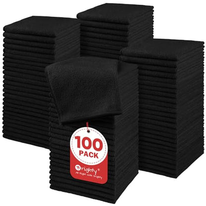 Orighty Microfiber Washcloths Bulk Towels Set 100 Pack, Highly Absorbent and Soft Feel Face Cloths, Multi-Purpose Wash Cloths & Hand Towels for Bathroom, Hotel, Spa, and Gym, 12x12 Inch, Black - color: Black