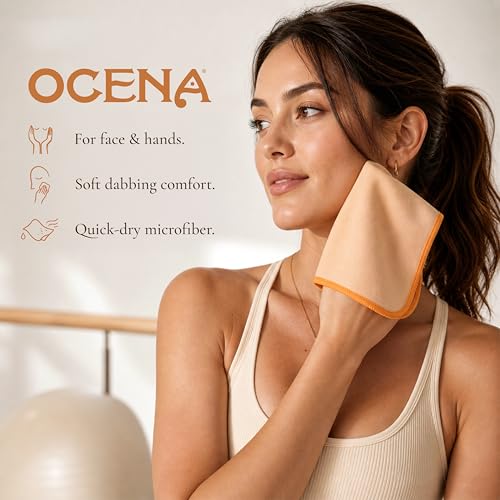 OCENA Women’s Pocket Sweat Towel Set for Face & Hands, 5-Pack Quick-Dry Microfiber Handkerchiefs, Small Gym Towel for Yoga, Pilates, Travel, 10 x 10 in, Sand Dune Beige