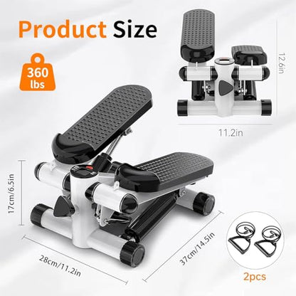 Steppers for Exercise at Home, Mini Stepper with Resistance Bands, Hydraulic Fitness Stepper with LCD Monitor, 360LBS Weight Capacity Portable Stair Stepper for Small Spaces - size: Medium