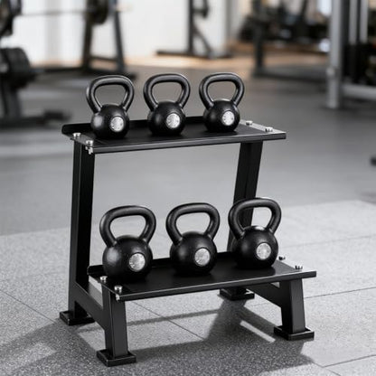 Kettlebell Storage Rack with Anti-Slip Pads, 2-Tier Weight Racks, Kettlebell Stand, Dumbbell and Kettlebell Rack for Home Gym Use