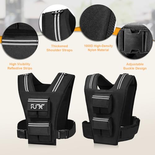 FUFF Adjustable Weighted Vest Men,20/30/40 LB Weight Vest for Strength Trainin, Workout Vest Woman with Removable Iron Weights for Walking, Rucking, Running, Exercise - size: 20 LB