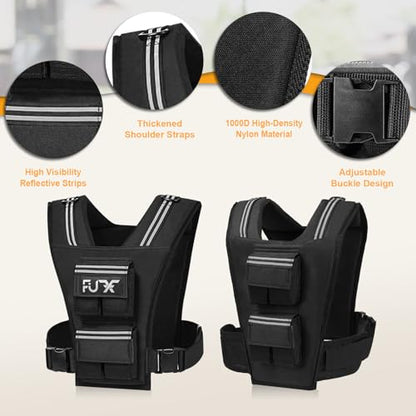 FUFF Adjustable Weighted Vest Men,20/30/40 LB Weight Vest for Strength Trainin, Workout Vest Woman with Removable Iron Weights for Walking, Rucking, Running, Exercise - size: 20 LB