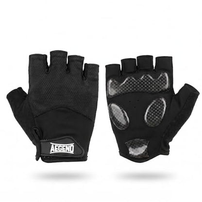 Aegend Half-Finger Cycling Gloves, Anti-Slip Shock-Absorbing Padded Palm, Breathable Mesh for Biking, Fitness and Outdoor Activities (Black) - size: Medium