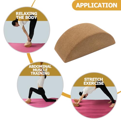 SOLUSTRE Yoga Balance Block Training Brick Cork Half-moon Non-slip Yoga Accessory Core Muscle Exercise Stability Home and Fitness Use