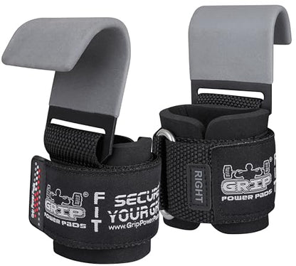 Weight Lifting Rod Hooks Heavy Duty Wrist Wraps Power Weight Lifting Training Gym Grips Straps Set of 2 - color: Gray, size: WOMEN-Wrist Size Small/Medium