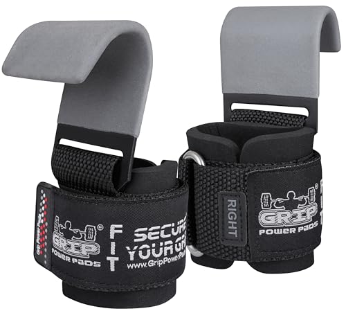 Weight Lifting Rod Hooks Heavy Duty Wrist Wraps Power Weight Lifting Training Gym Grips Straps Set of 2 - color: Gray, size: WOMEN-Wrist Size Small/Medium
