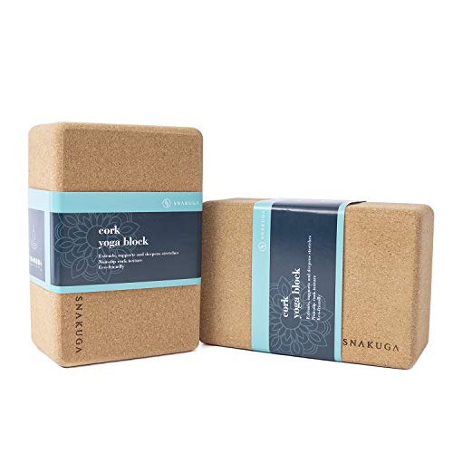 Cork Yoga Block 2 Pack for Pilates, 4'' or 3'' Non-Slip & High Density Blocks for Meditation, Fitness and Stretching, Supportive and Flexibility Brick for Improve Poses Balance