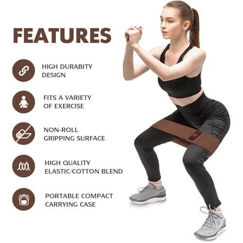 Resistance Bands Set, Exercise Bands with Non-Slip Design for Hips & Glutes, 3 Levels Workout Bands for Women and Men, Booty Bands for Home Fitness, Yoga, Pilates