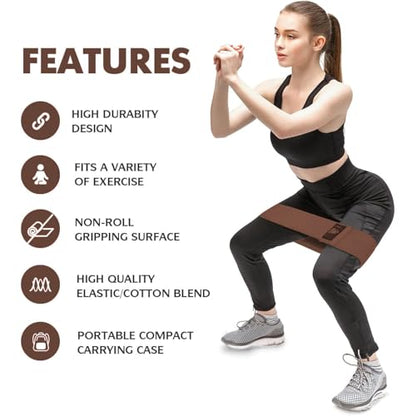 Resistance Bands Set, Exercise Bands with Non-Slip Design for Hips & Glutes, 3 Levels Workout Bands for Women and Men, Booty Bands for Home Fitness, Yoga, Pilates