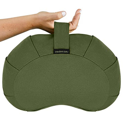 Retrospec Sedona Zafu Meditation Cushion with Buckwheat Hull Fill - Adjustable Yoga & Pilates Equipment Support - 17in Crescent Cotton Cover
