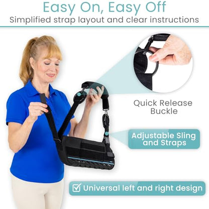 Vive Shoulder Sling with Abduction Pillow - Rotator Cuff Sling and Shoulder Immobilizer - Pain Relief After Surgery, Sublexion, Dislocated or Broken Arm - Adjustable Support with Exercise Ball (Medium)