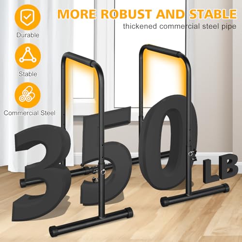 Adjustable Dip Bar Portable Functional Dip Stand Station Exercise Heavy Duty Parallel Bars Workout Equipment for Strength Training
