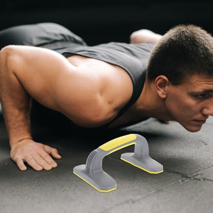 CHILDWEET Push up Bars Handstand Bars Set, Non-slip Plastic Pushup Handles for Home Strength Training, Pilates and Yoga Exercise Equipment, Gray and Yellow Pair for Men and Women