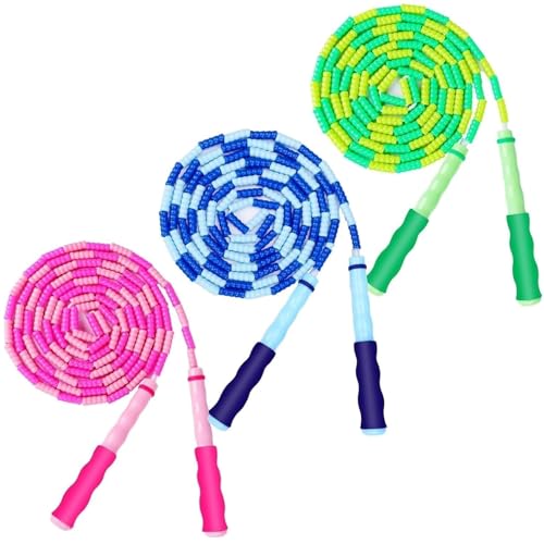 Jump Rope For Kids, Soft Beaded Jump Rope, Adjustable Length Tangle-Free Segmented Soft Beaded Skipping Rope，for Women, Men and Kids Keeping Fit, Workout and Weight Loss - color: 3 Pack