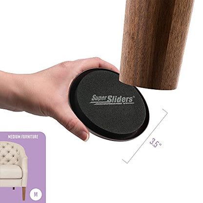 Super Sliders 3-1/2" Medium Round Reusable Furniture Sliders for Carpet, Anti-Slip Protective Furniture Moving Pads for Beds, Sofas, Dressers, Set of 16, Beige