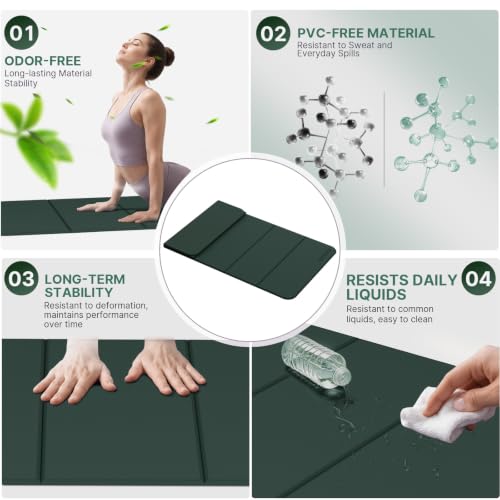 Yoga Mat Thick 10mm, Foldable Yoga Mat 75 x 26 x 0.4 Inches - color: Dark green