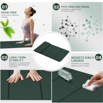 Yoga Mat Thick 10mm, Foldable Yoga Mat 75 x 26 x 0.4 Inches - color: Dark green